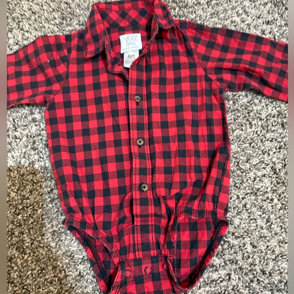 Carter's Red and Black Checkered Baby Shirt
